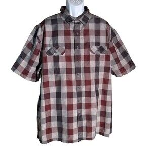 CROFT & BARROW Men's Short Sleeve Button‎ Down Plaid Shirt XXL